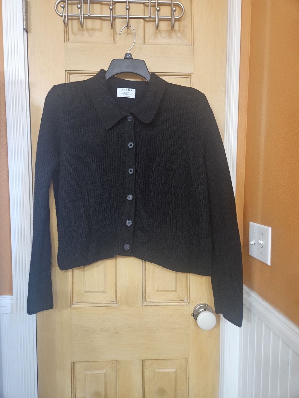 Old Navy Black Ribbed Button-Front Cardigan